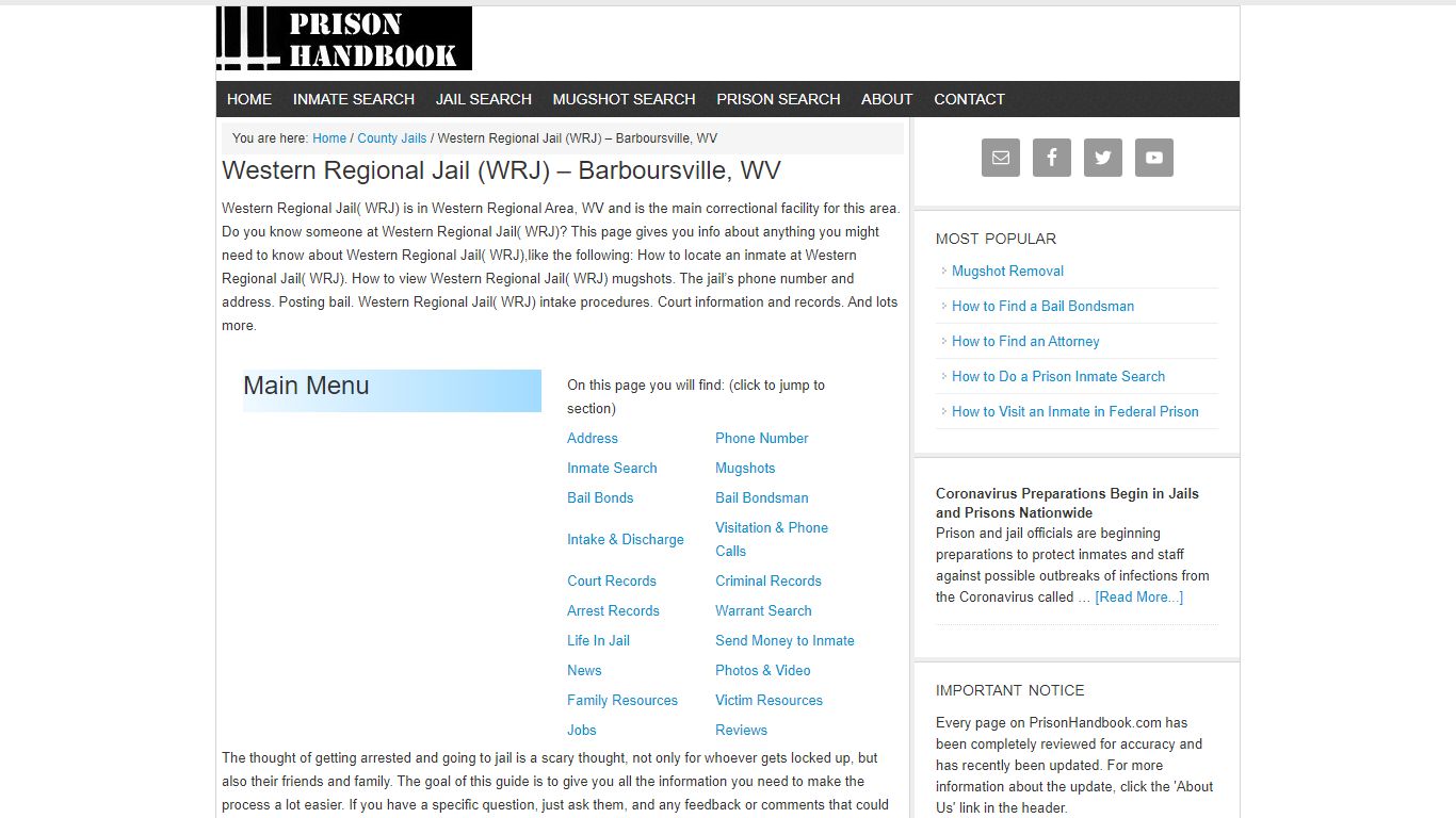 Western Regional Jail (WRJ) – Barboursville, WV